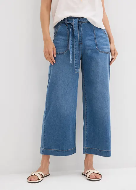 Zkrácené džíny Wide Leg, High Waist, pohodlný pas, bonprix