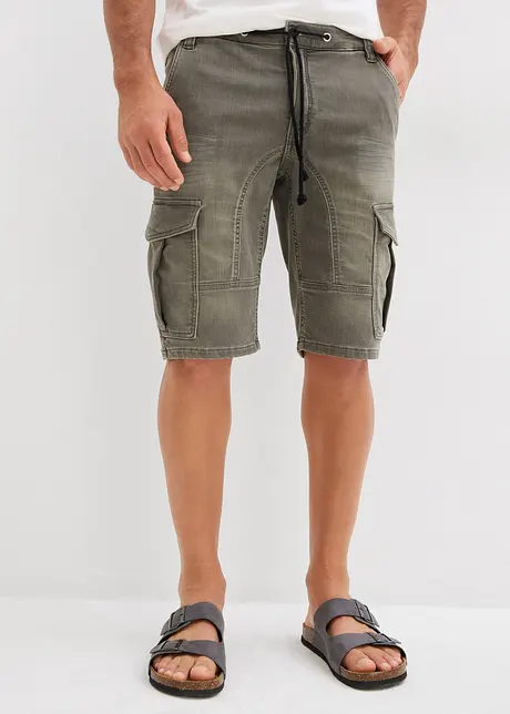 Džínové bermudy z teplákoviny, Regular Fit, bonprix