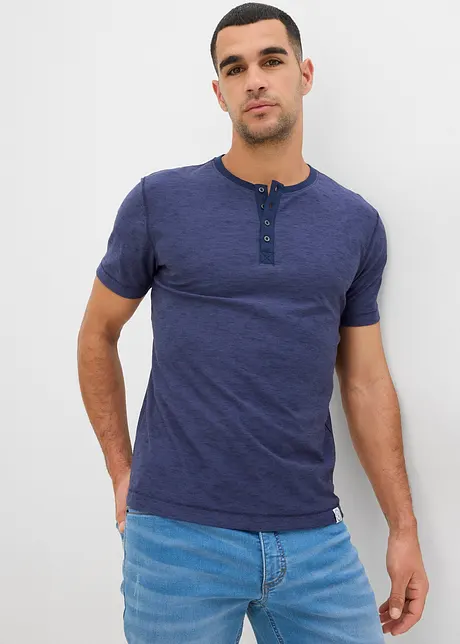 Tričko Henley, krátký rukáv, z čisté bavlny, bonprix