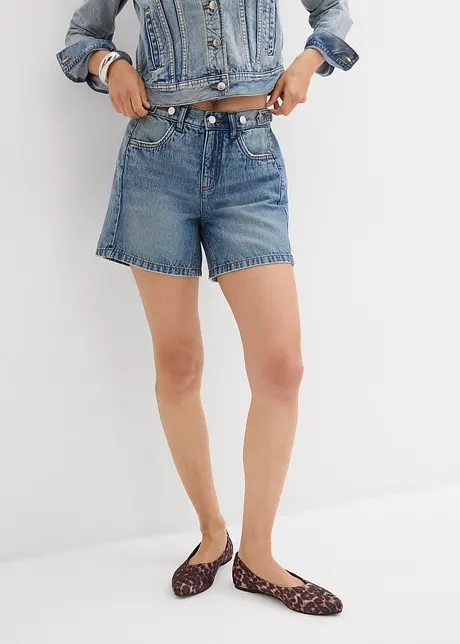 Džínové šortky, Mid Waist, nízký podíl streče, bonprix