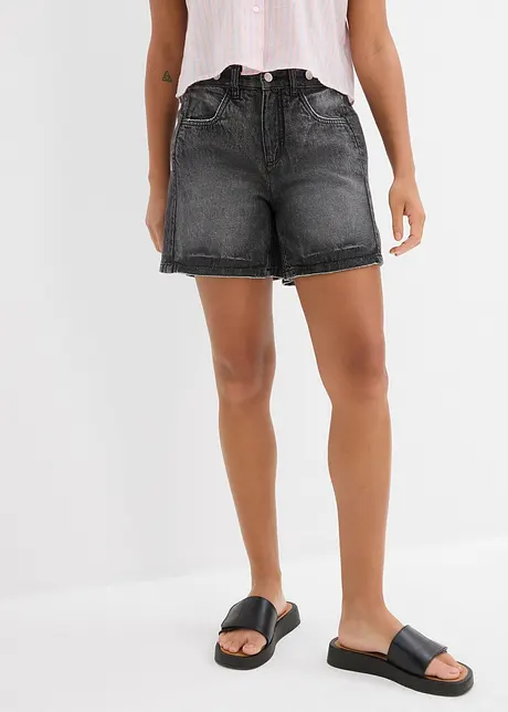 Džínové šortky, Mid Waist, nízký podíl streče, bonprix