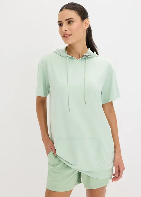 Oversize sportovní triko s kapucí, rychleschnoucí, bonprix