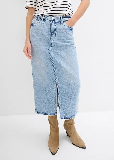 Džínová sukně v délce midi, bonprix