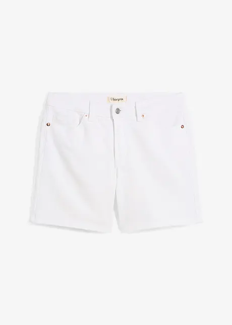 Džínové bermudy Mid Waist, Low Stretch, bonprix