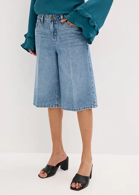 Džínové bermudy Mid Waist, Low Stretch, bonprix