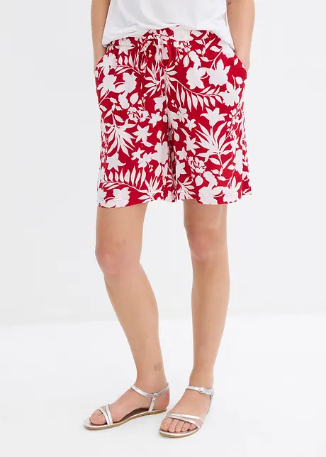 Široké viskózové šortky s pohodlným pasem, High Waist, bonprix
