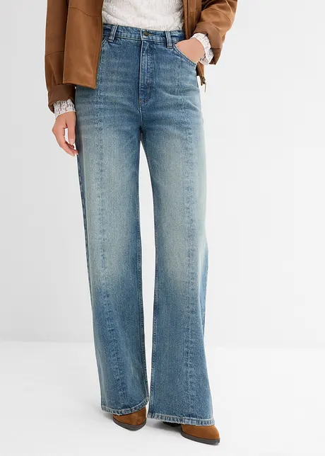 Džíny Straight Loose, High Waist, Low Stretch, bonprix