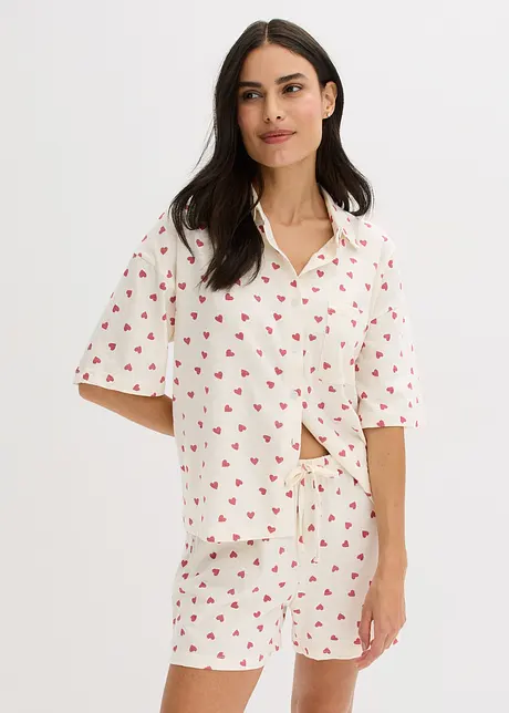 Krátké pyžamo z žíhané příze, oversize, bonprix