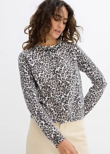Kabátek z jemné pleteniny s leopardím vzorem, bonprix