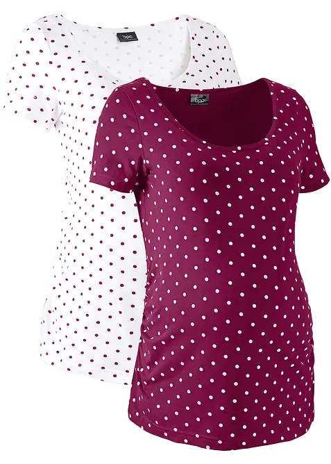 Těhotensk&eacute; tričko z organick&eacute; bavlny (2 ks v balen&iacute;), bonprix