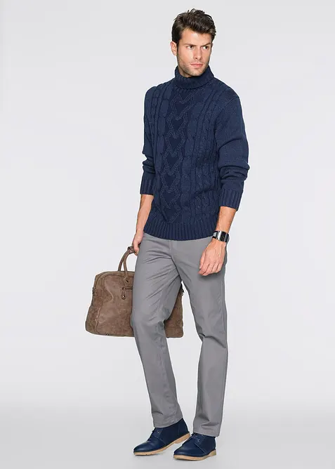 Svetr s rolákovým límcem a copánkovým vzorem, bonprix