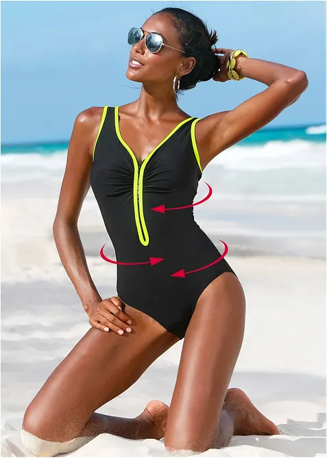 Stahovací jednodílné plavky se zipem, bonprix