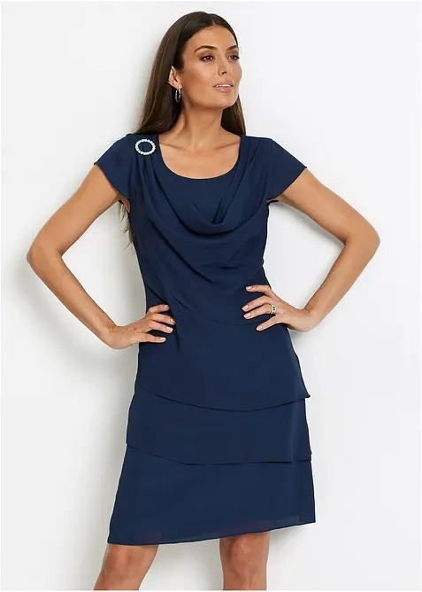 Minišaty s vrstveným vzhledem a dekorativním doplňkem, bonprix