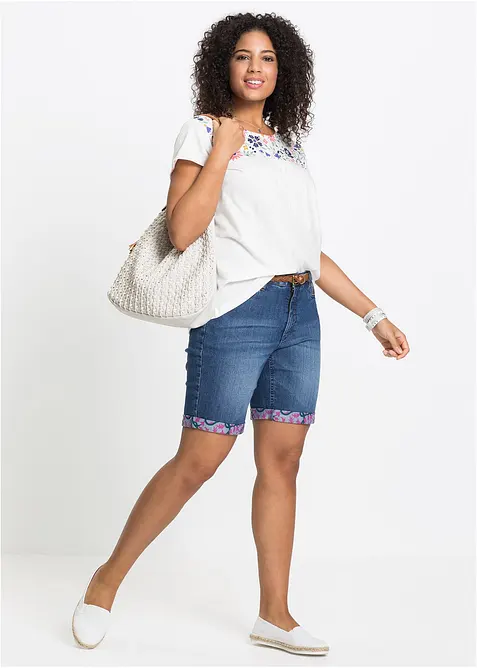 Strečové džínové bermudy, Mid Waist, bonprix