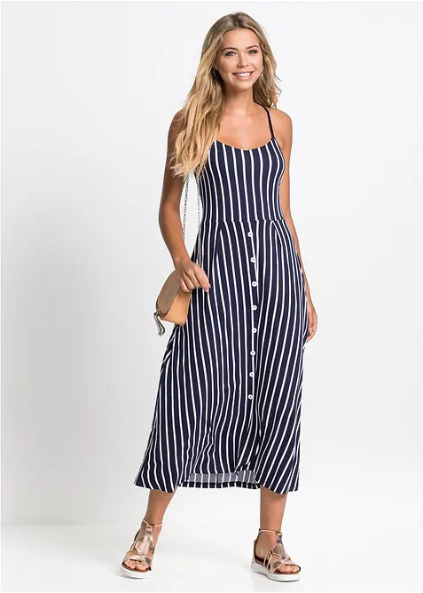 Letn&iacute; žerzejov&eacute; &scaron;aty s knofl&iacute;kovou li&scaron;tou a proužky, bonprix