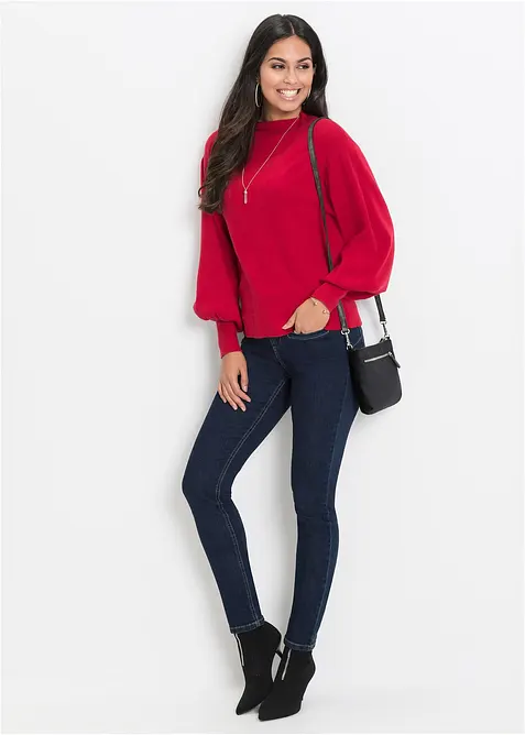 Pleten&yacute; svetr s bal&oacute;nov&yacute;mi ruk&aacute;vy, bonprix