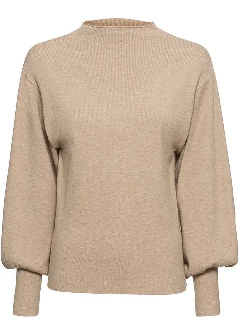 Pletený svetr s balónovými rukávy, bonprix