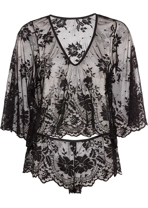 Top s dlouhým rukávem + bokové kalhotky (2dílná souprava), bonprix