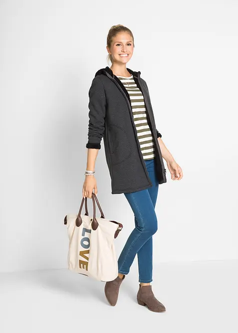 Prop&iacute;nac&iacute; mikina s kapuc&iacute;, s medv&iacute;dkovou kože&scaron;inou, bonprix