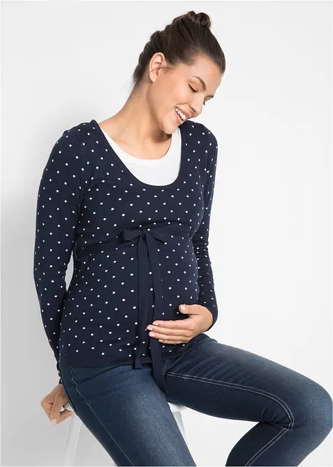 Těhotensk&yacute; a kojic&iacute; svetr 2 v 1, z jemn&eacute;ho &uacute;pletu, bonprix