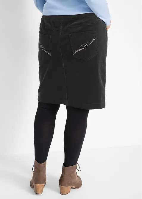 Strečová manšestrová sukně z bavlny s pohodlným pasem, bonprix