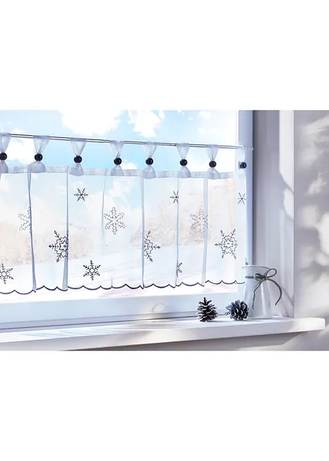 Vitrážková záclona se zimní výšivkou, bonprix