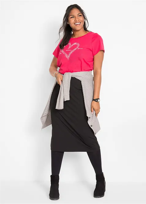 Tričko s natištěným srdcem, z organické bavlny, bonprix