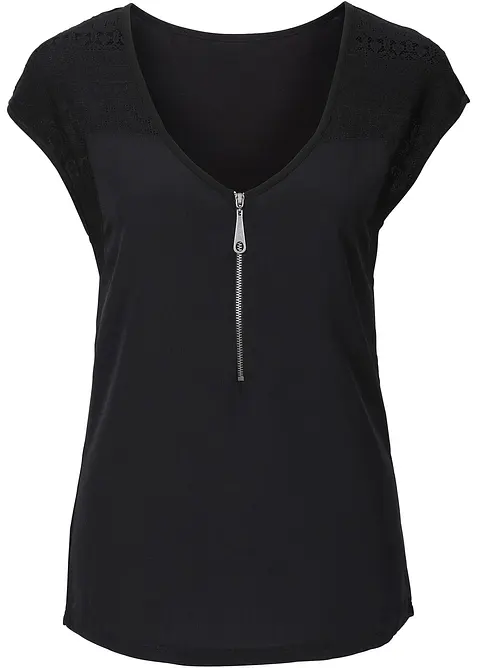 Tričko s krajkovou vsadkou, bonprix