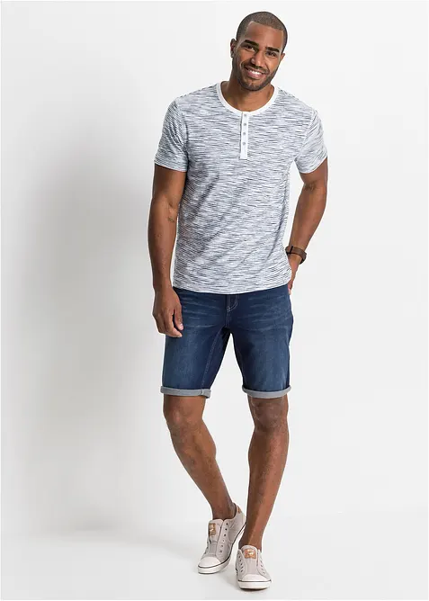 Tričko Henley, krátký rukáv, z čisté bavlny, bonprix