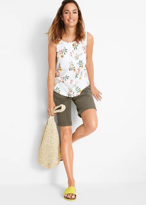 Bavlněné bermudy Papertouch s pohodlným pasem, bonprix