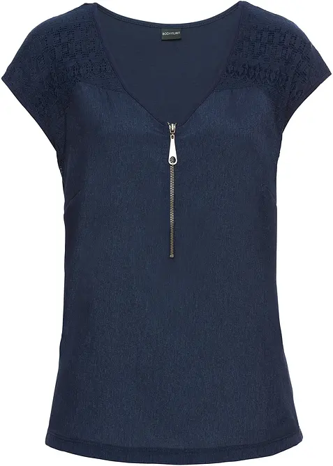 Tričko s krajkovou vsadkou, bonprix