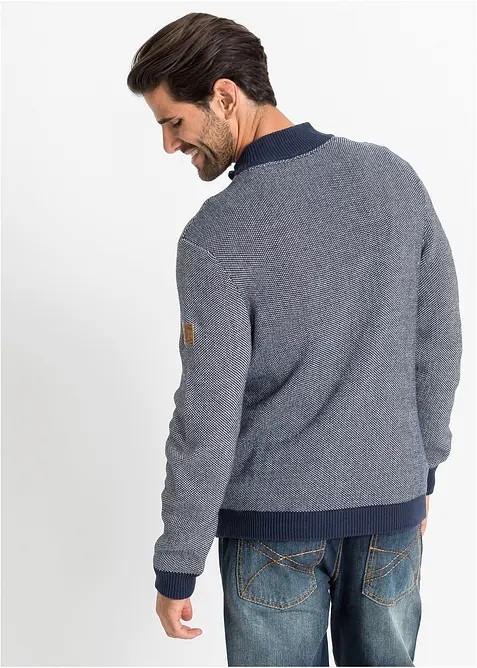 Svetr na zip a se stojáčkem, z hrubé pleteniny z čisté bavlny, bonprix