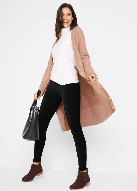 Legíny z jemného manšestru se širokou pohodlnou pasovkou, bonprix