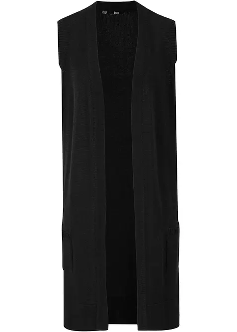 Dlouh&aacute; pleten&aacute; vesta s kapsami, bonprix