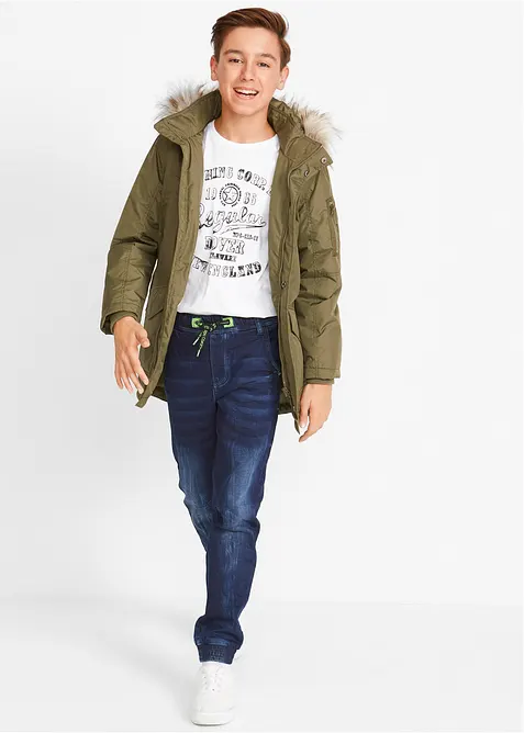 Teplákové džíny bez zapínání, Regular Fit, Tapered, bonprix