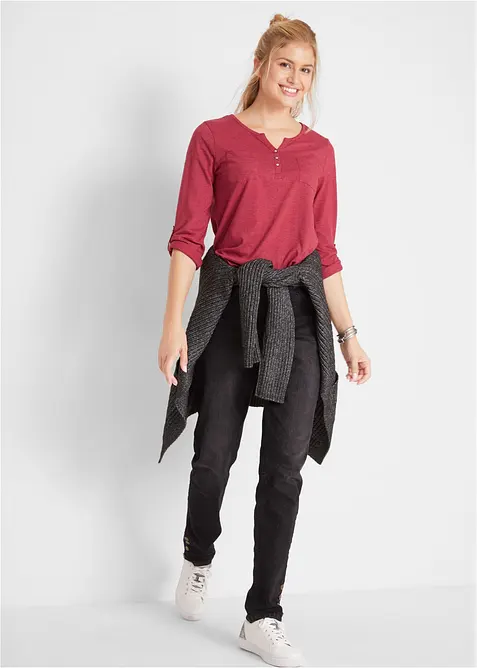 Bavlněn&eacute; triko Henley s knofl&iacute;kovou l&eacute;gou, bonprix