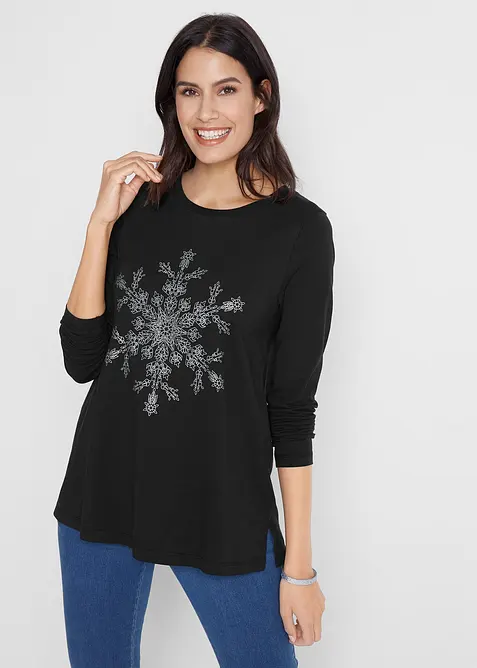 Triko s dlouh&yacute;m ruk&aacute;vem, z čist&eacute; bavlny, bonprix