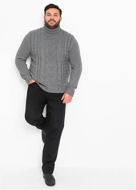 Svetr s rolákovým límcem a copánkovým vzorem, bonprix