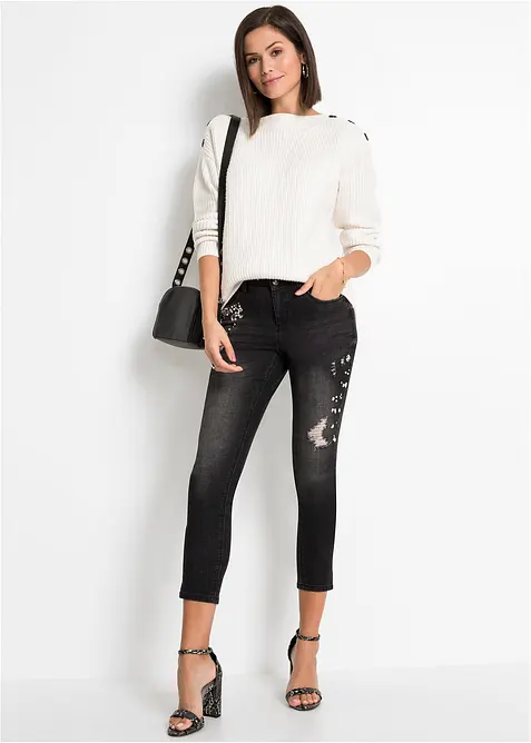 Oversize svetr s knofl&iacute;ky, bonprix