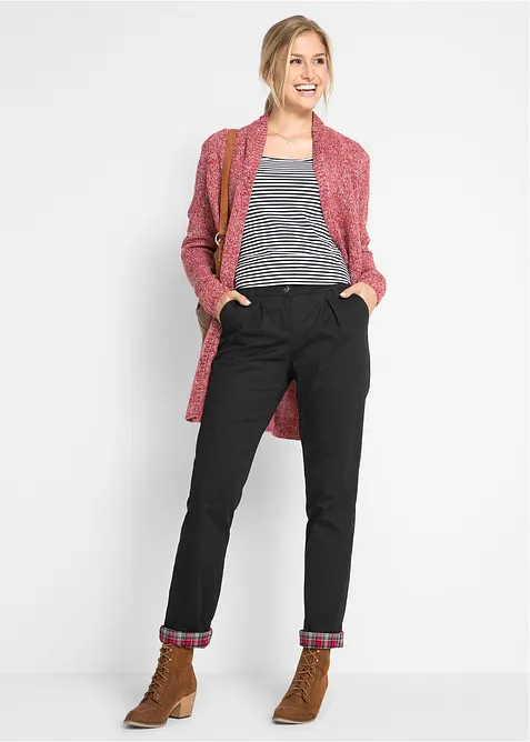 Termo chino kalhoty s kostkovanou pod&scaron;&iacute;vkou, bonprix