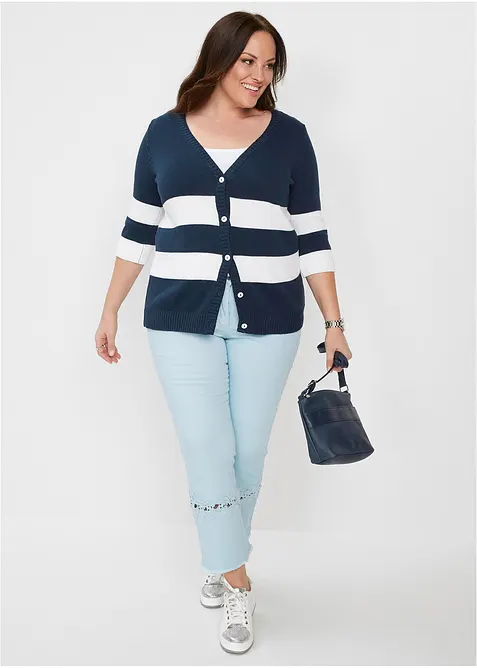 Bavlněný pletený kabátek s proužky, bonprix