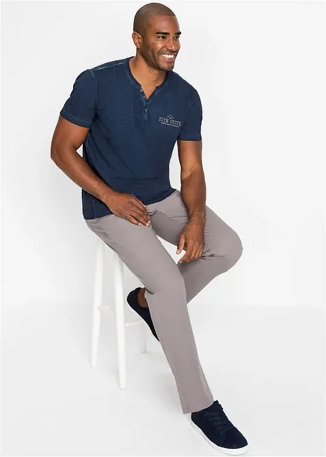 Henley tričko se sepraným vzhledem a krátkým rukávem, z čisté organické bavlny, bonprix