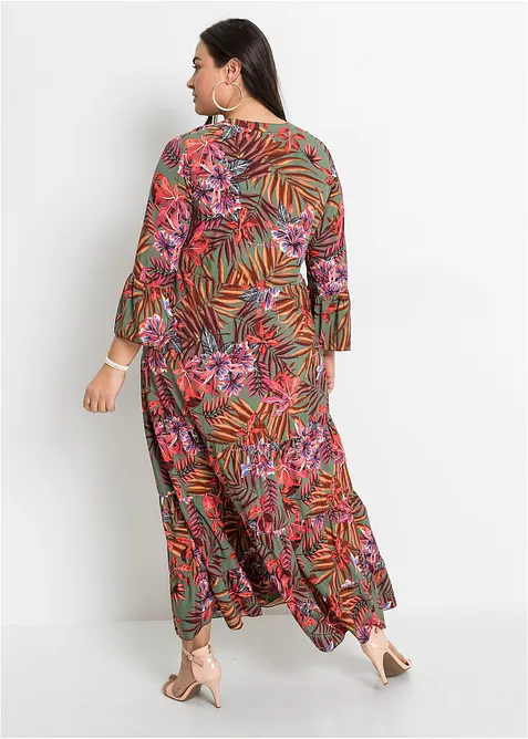 Dlouhé šaty s potiskem, ze splývavé viskózy, bonprix