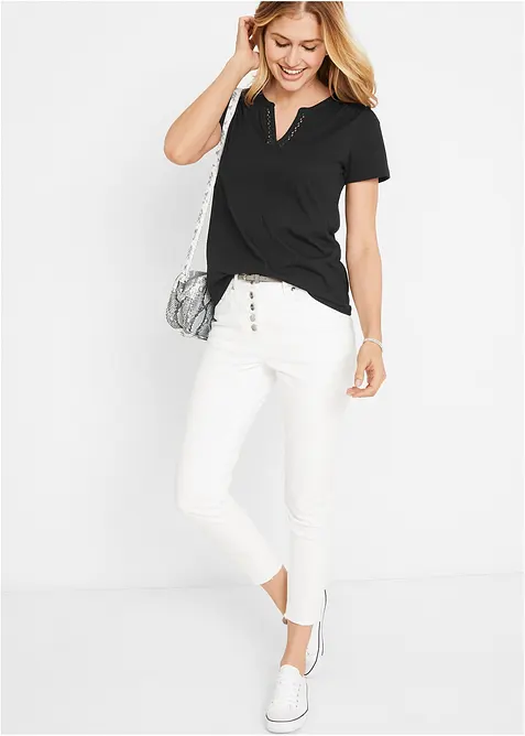 Tričko s ozdobn&yacute;m v&yacute;střihem, bonprix