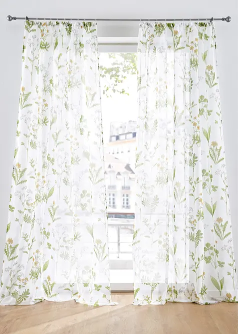 Záclona s květinovým potiskem (1 ks), s recyklovaným polyesterem, bonprix