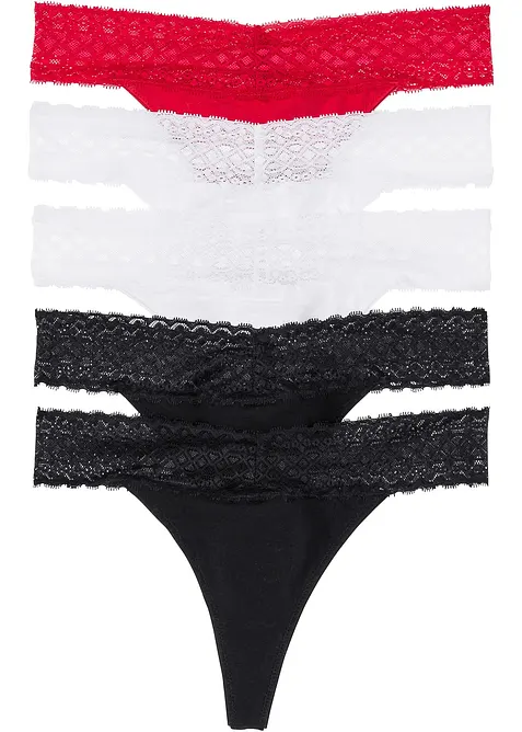 Kalhotky tanga s krajkou (5 ks v balení), bonprix