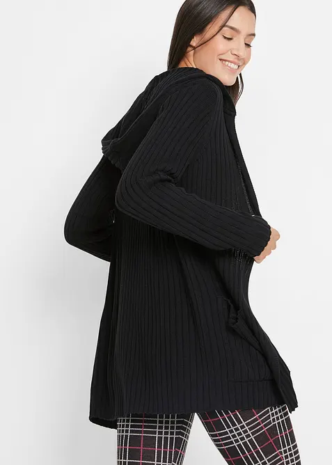 Pletený kabátek s kapucí, bonprix