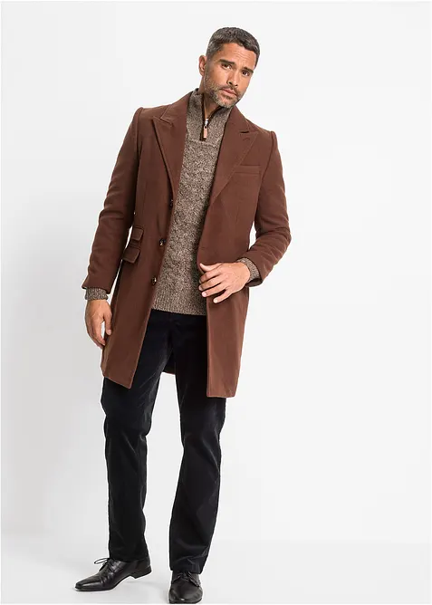 Svetr s límcem na zip, z copánkové pleteniny s podílem vlny, bonprix