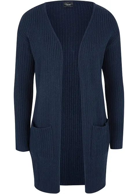 Dlouhý pletený kabátek se širokou žebrovanou strukturou, bonprix