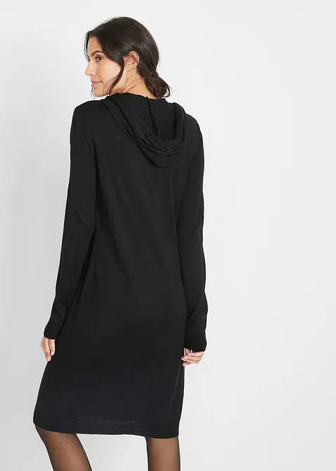 Pletené šaty s kapucí, bonprix